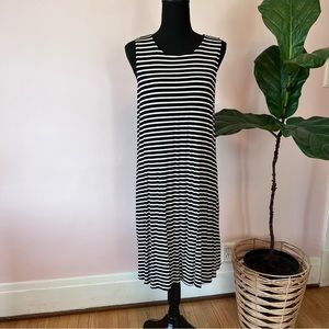 Old Navy Black and White Striped Sleeveless Swing Dress